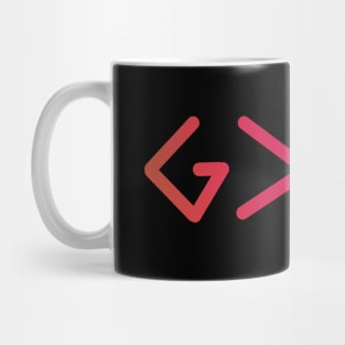 God is greater than the highs and the lows from Romans 8:28, gradient pink text Mug